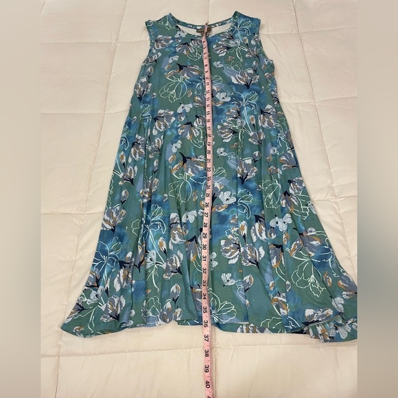 Floral Blue Sleeveless Hawaiian Themed Dress Casual Cool - Picture 4 of 7